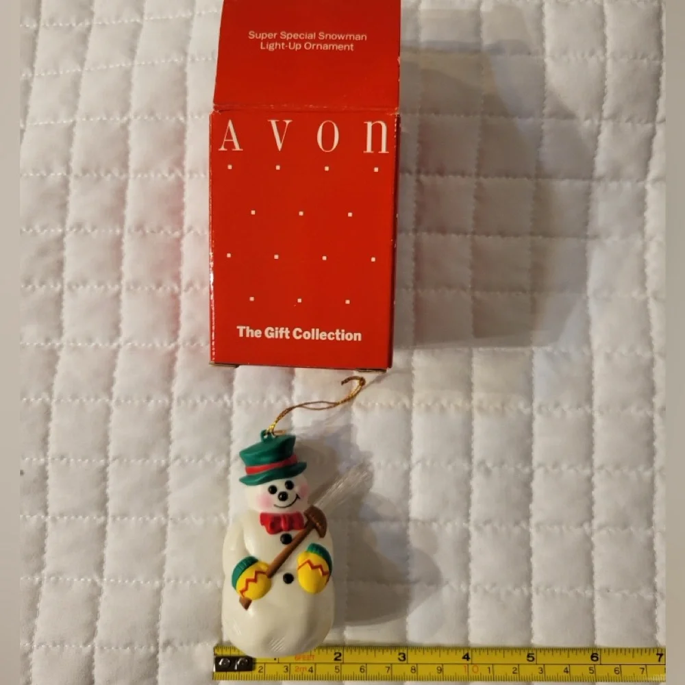 VTG 90s Avon Snowman Light Ornament with Fiber Optic Broom Christmas Holiday Fun